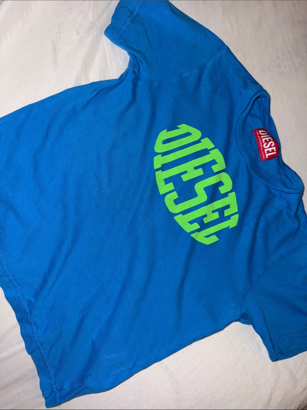 Diesel Blue Tee with Neon Green Logo